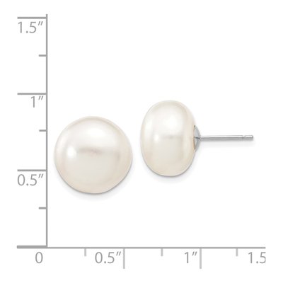 14K White Gold Freshwater Cultured Pearl Button Stud Earrings – view 4