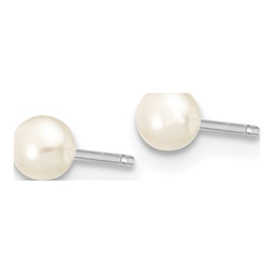 14K White Gold Freshwater Cultured Pearl Button Stud Earrings – view 2
