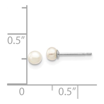 14K White Gold Freshwater Cultured Pearl Button Stud Earrings – view 4