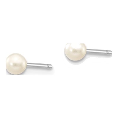 14K White Gold Round Freshwater Cultured Pearl Stud Earrings – view 2