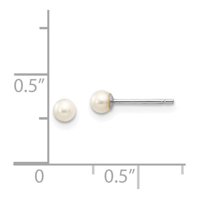 14K White Gold Round Freshwater Cultured Pearl Stud Earrings – view 4