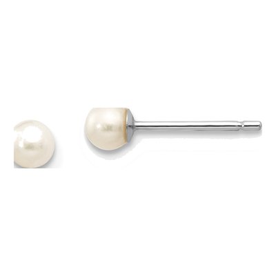 14K White Gold Round Freshwater Cultured Pearl Stud Earrings