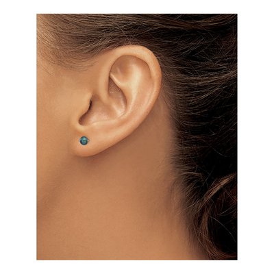 14K White Gold Black Freshwater Cultured Pearl Button Stud Earrings – view 4
