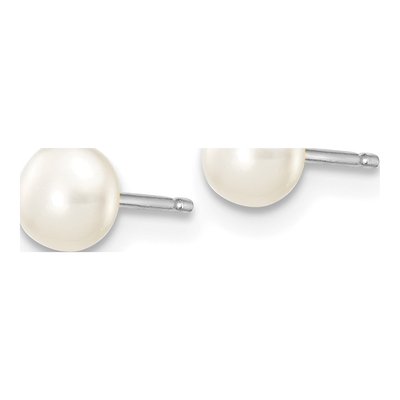 14K White Gold Freshwater Cultured Pearl Button Stud Earrings – view 2