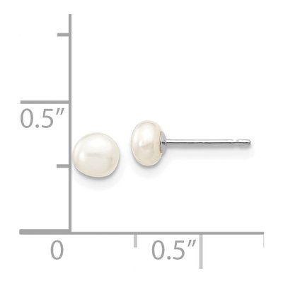 14K White Gold Freshwater Cultured Pearl Button Stud Earrings – view 4