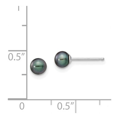 14K White Gold Round Black Freshwater Cultured Pearl Stud Earrings – view 5