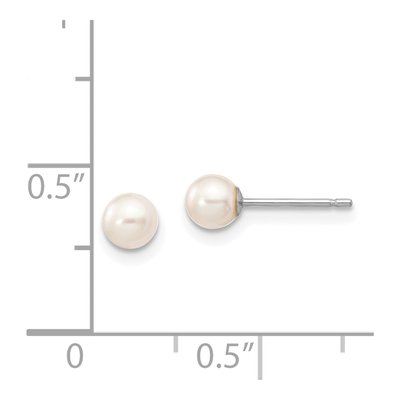 14K White Gold Round Freshwater Cultured Pearl Stud Earrings – view 5