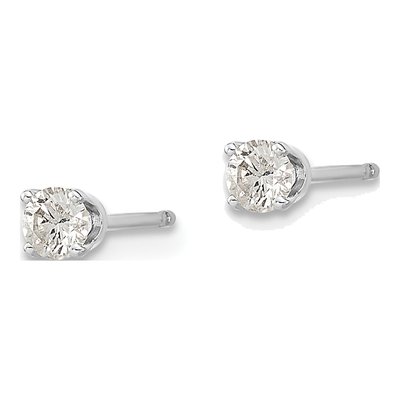 14K White Gold 1/8 ct tw 3.2mm Round Diamond Stud Earrings – view 2