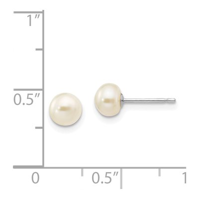 14K White Gold Button Freshwater Cultured Pearl Stud Earrings – view 5