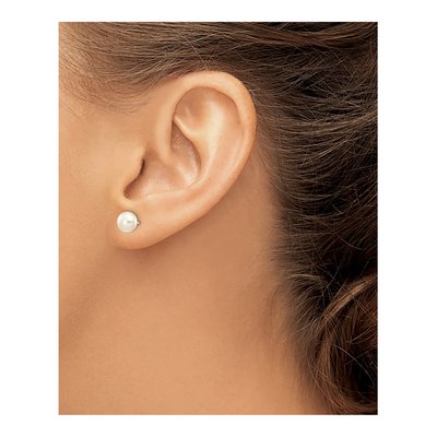 14K White Gold Button Freshwater Cultured Pearl Stud Earrings – view 3
