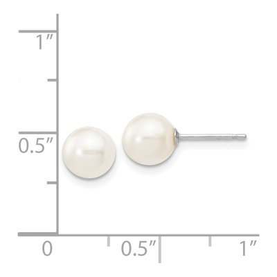 14K White Gold Round Freshwater Cultured Pearl Stud Earrings – view 5