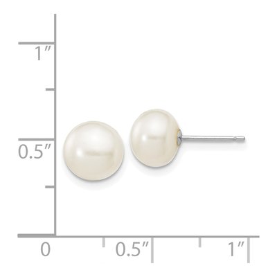 14K White Gold Button Freshwater Cultured Pearl Stud Earrings – view 4