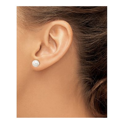 14K White Gold Round Freshwater Cultured Pearl Stud Earrings – view 4