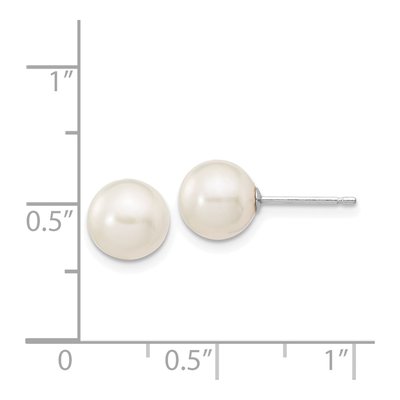 14K White Gold Round Freshwater Cultured Pearl Stud Earrings – view 5