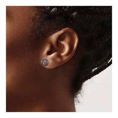14K White Gold Black Freshwater Cultured Pearl Button Stud Earrings – view 4