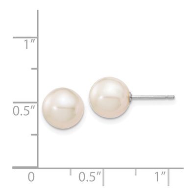 14K White Gold Round Freshwater Cultured Pearl Stud Earrings – view 5