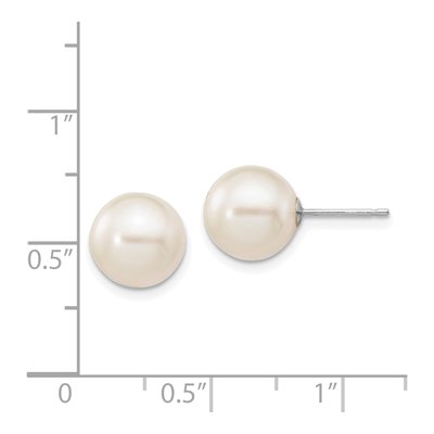 14K White Gold Round Freshwater Cultured Pearl Stud Earrings – view 4