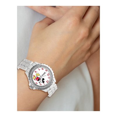 Disney Adult Size White Band W/ Crystal Bezel Mickey Mouse Watch – view 2