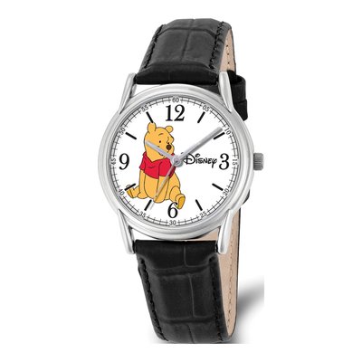 Disney Winnie the Pooh Black Leather Strap Watch