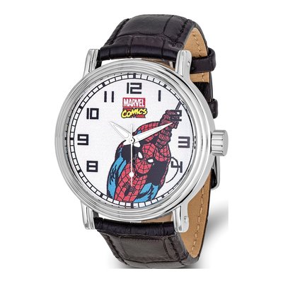 Marvel Spider-Man Men's Black Leather Watch
