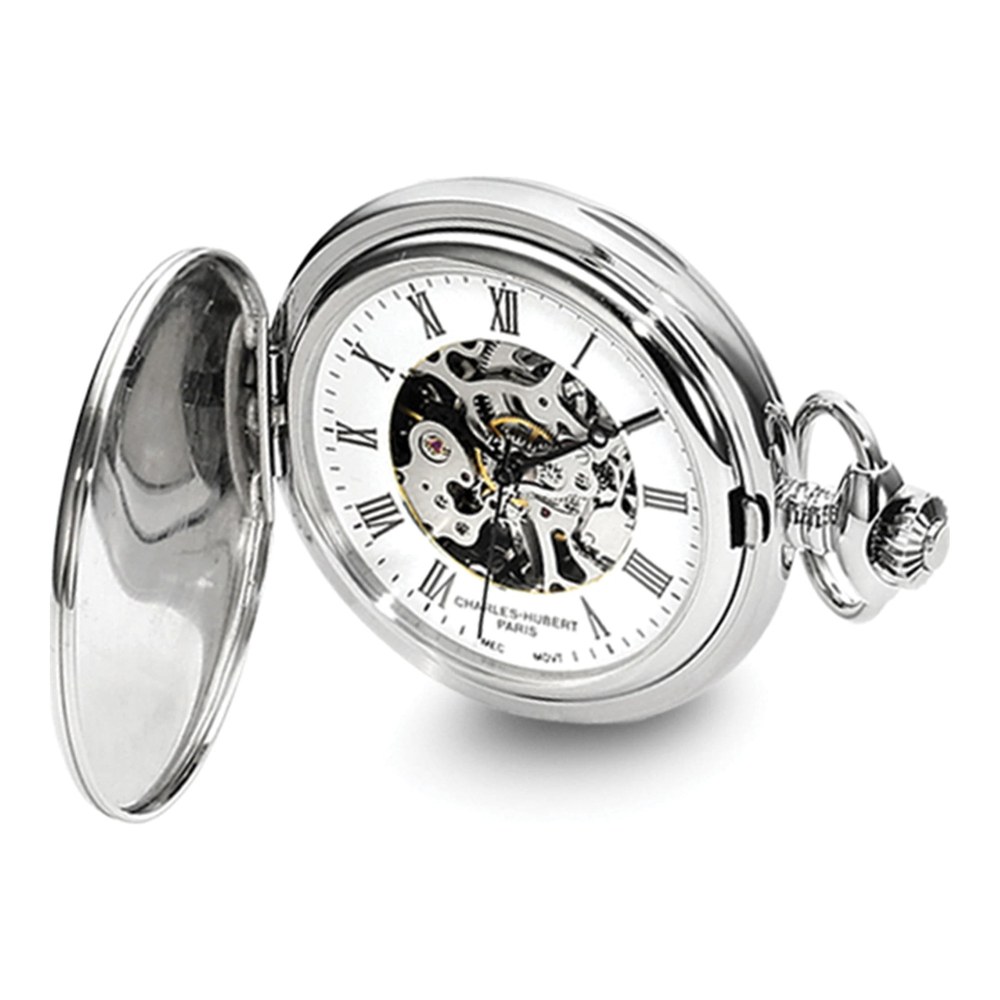 Charles Hubert Skeleton Dial Pocket Watch, 47mm