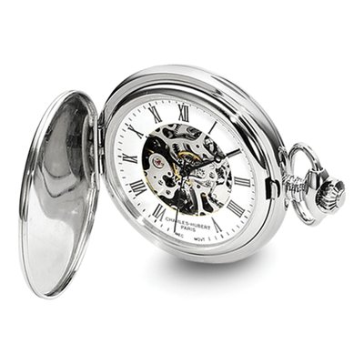 Charles Hubert Skeleton Dial Pocket Watch, 47mm