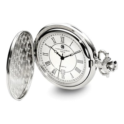 Charles Hubert Chrome Oval Pocket Watch, Roman Dial