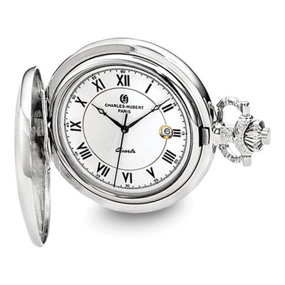 Charles Hubert Chrome Floral Pocket Watch