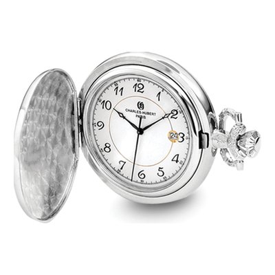 Charles Hubert Chrome Floral Pocket Watch