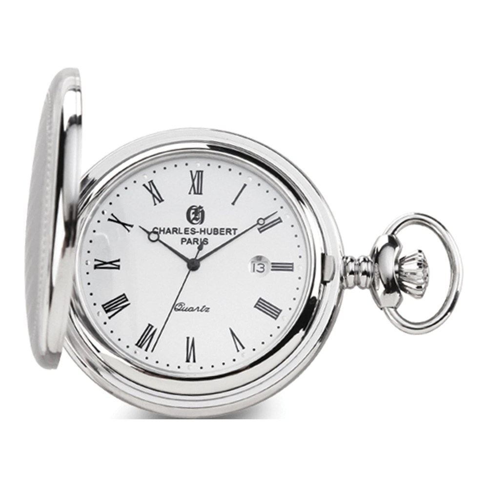 Charles Hubert Stainless Steel Wave Pocket Watch