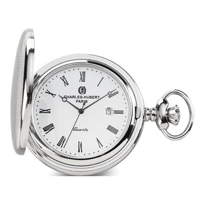 Charles Hubert Stainless Steel Wave Pocket Watch
