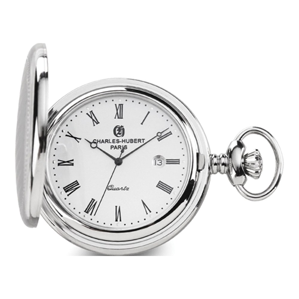Charles Hubert Stainless Steel Oval Pocket Watch