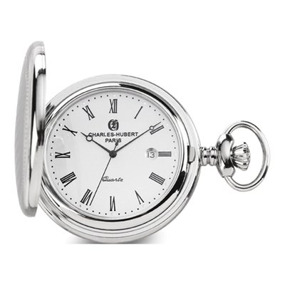 Charles Hubert Stainless Steel Oval Pocket Watch