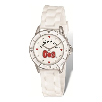 Hello Kitty White Silicone Strap Watch w/ Red Bow