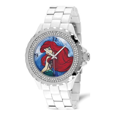 Disney Ariel Women's White Crystal Bezel Watch