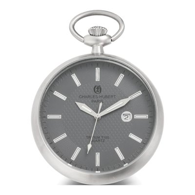 Charles Hubert Stainless Steel Pocket Watch