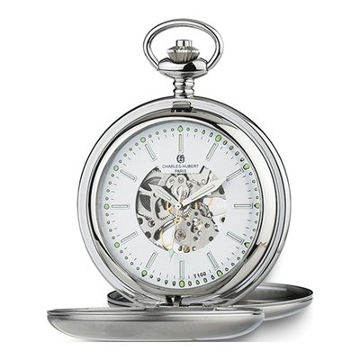 Charles Hubert Stainless Steel Tritium Pocket Watch