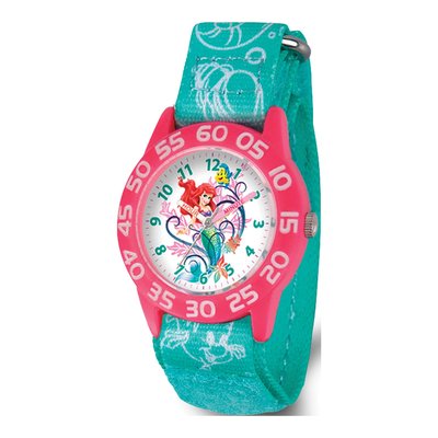 Disney Kids Ariel Acrylic Green Strap Time Teacher Watch