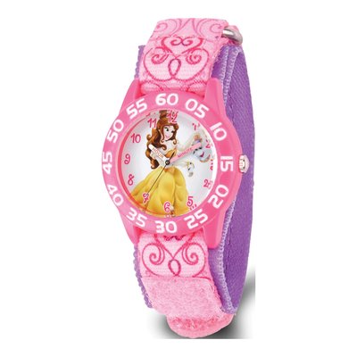 Disney Kids Belle Pink Strap Acrylic Time Teacher Watch