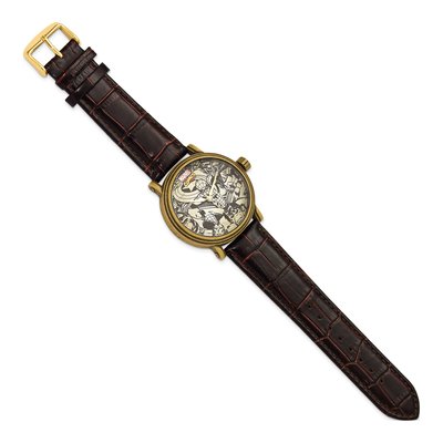 Marvel Adult Size Spider-Man Antique Gold-Tone Black Strap Watch – view 2