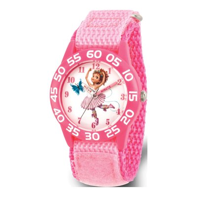 Disney Kids Fancy Nancy Pink Nylon Band Time Teacher Watch