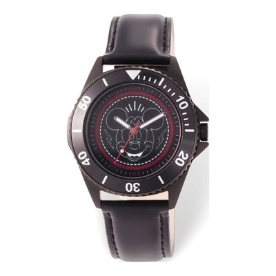 Disney Mickey Mouse Black Leather Watch, Unisex