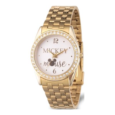 Disney Mickey Mouse Gold-Tone Crystal Watch