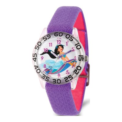 Disney Kids Aladdin Jasmine Time Teacher Purple Nylon Band Watch