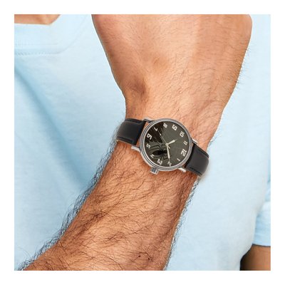 Marvel Spider-Man Men's Black Leather Watch – view 2