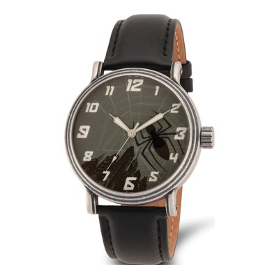 Marvel Spider-Man Men's Black Leather Watch