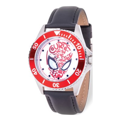 Marvel Spider-Man Men's Steel & Leather Watch