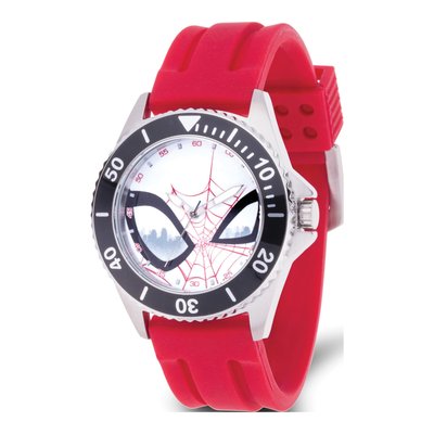 Marvel Spider-Man Men's Steel Watch, Red Silicone Band
