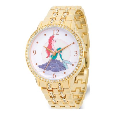 Disney Little Mermaid Gold-Tone Crystal Watch