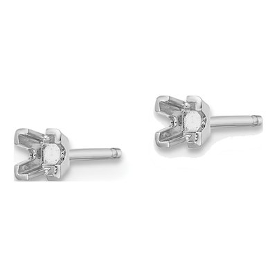 14K White Gold Princess Cut Earring Mounting – view 3
